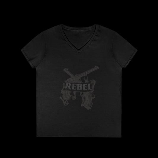 REBEL GUNMETAL Ladies' V-Neck T-Shirt