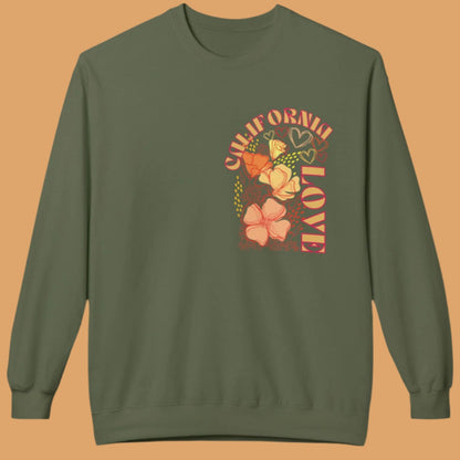 CALIFORNIA POPPY LOVE Fleece Crewneck Sweatshirt