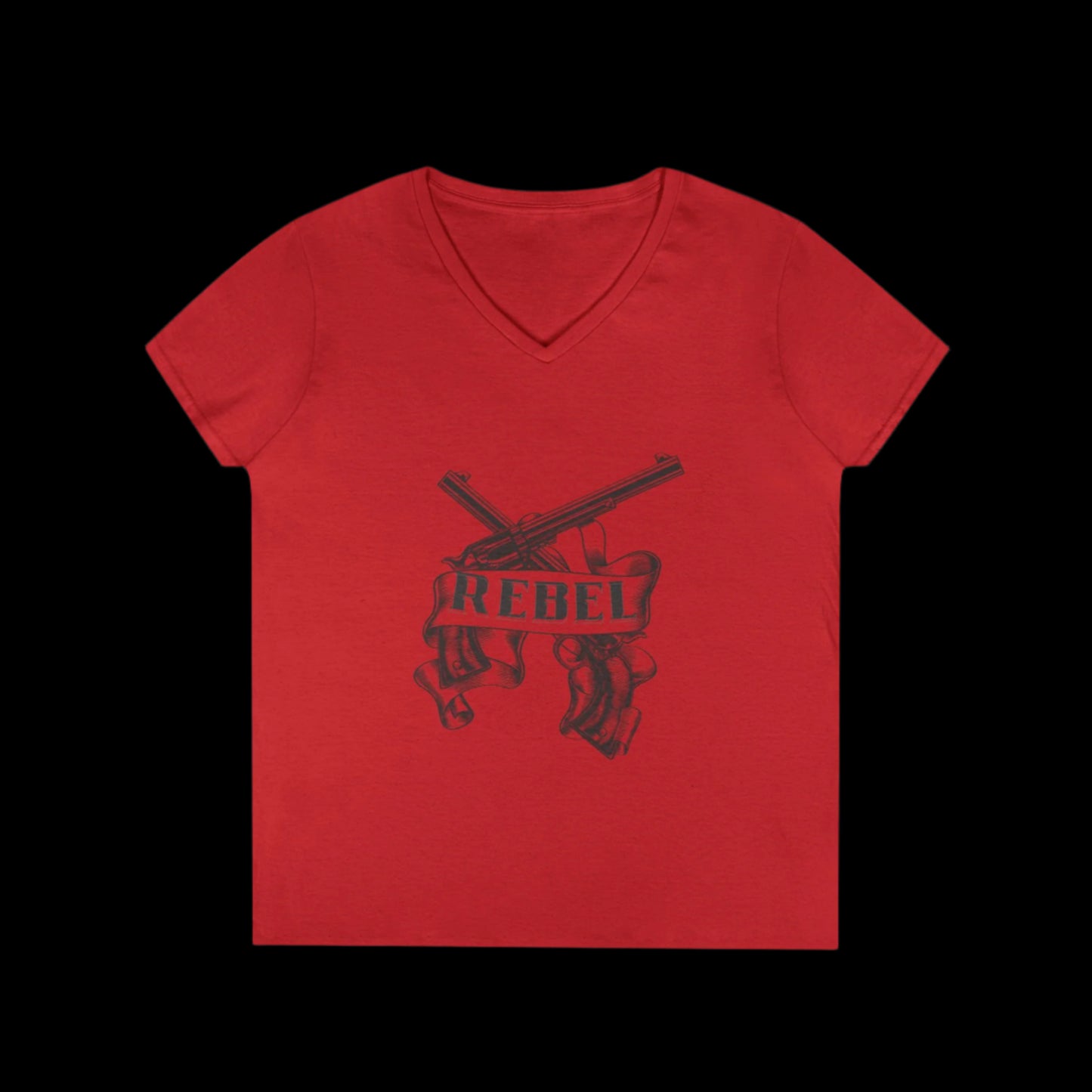 REBEL GUNMETAL Ladies' V-Neck T-Shirt