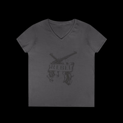 REBEL GUNMETAL Ladies' V-Neck T-Shirt