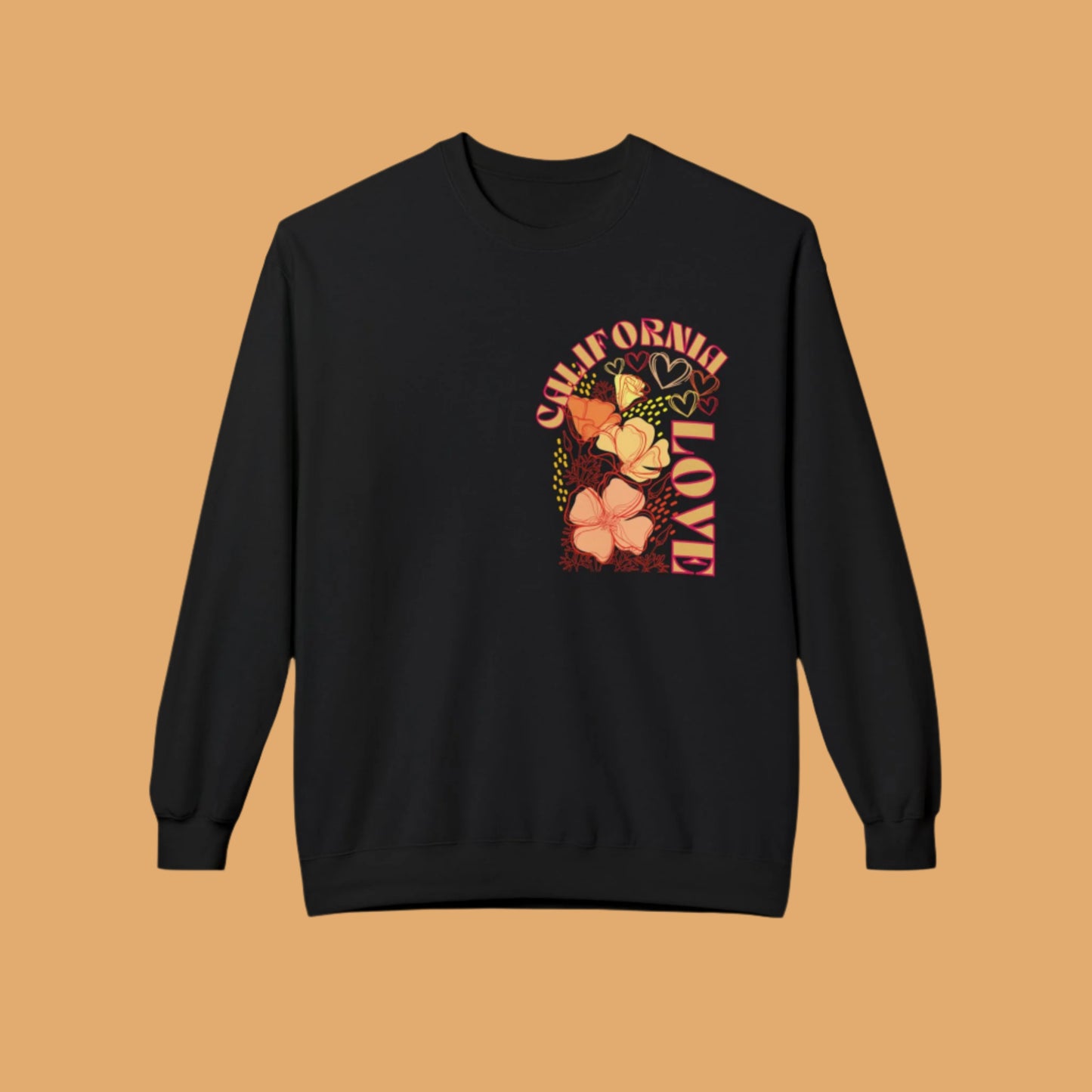 CALIFORNIA POPPY LOVE Fleece Crewneck Sweatshirt