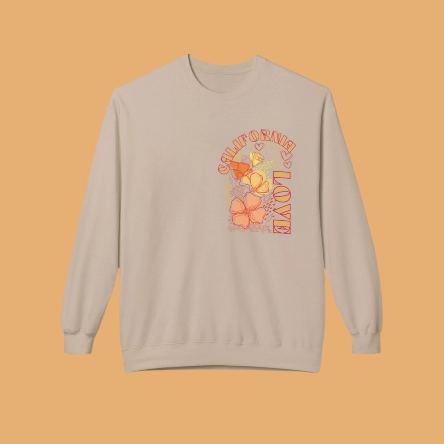 CALIFORNIA POPPY LOVE Fleece Crewneck Sweatshirt