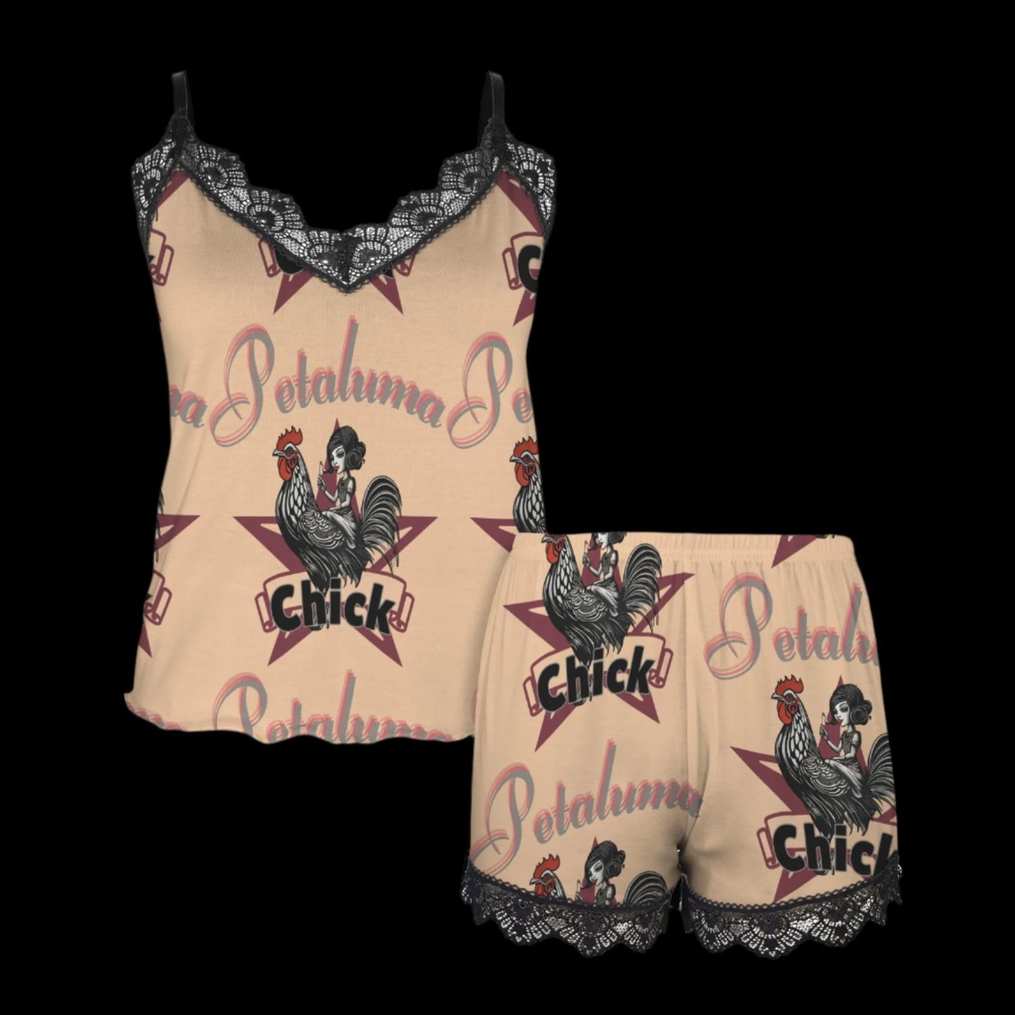 PETALUMA CHICK Women's Lace Camisole Pajama Set