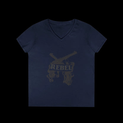 REBEL GUNMETAL Ladies' V-Neck T-Shirt