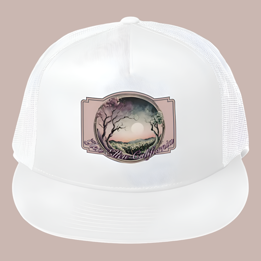 Glen Ellen Baby Pink on White Classic Trucker Hat