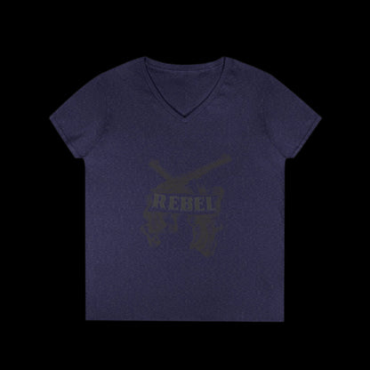 REBEL GUNMETAL Ladies' V-Neck T-Shirt