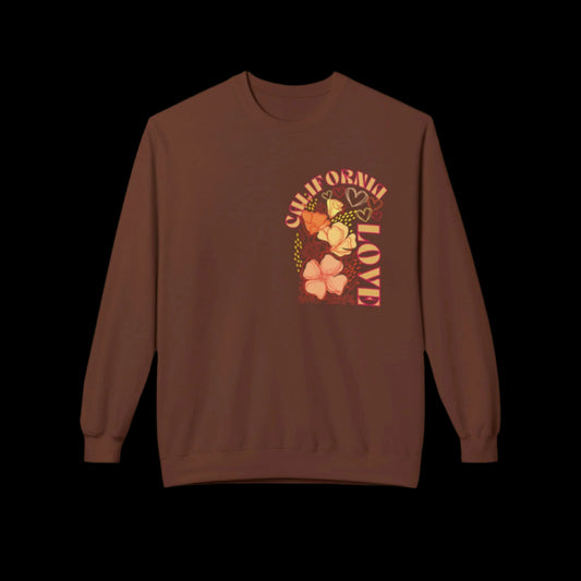 CALIFORNIA POPPY LOVE Fleece Crewneck Sweatshirt