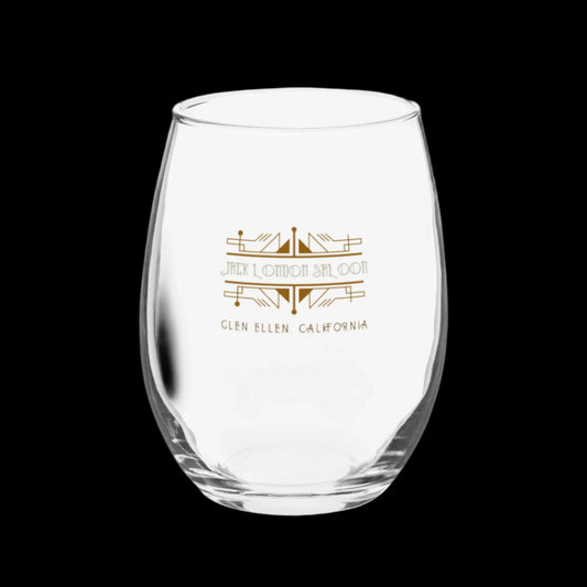 Art Deco Saloon Logo Stemless wine glass